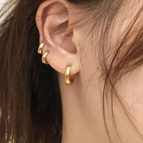 2021 New Trendy Circle Round Small Hoop Earrings for Women Fashion Geometric Gold Color Metal Piercing Huggies Earrings Jewelry