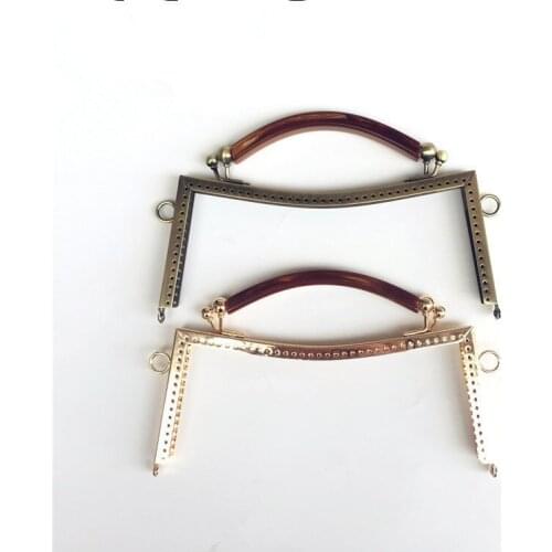 Wholesale 10PCS 20.5cm Cloud glue Handle Concave waist metal purse frame Kiss Clasp DIY Kiss Lock bag Accessories Bronze gold