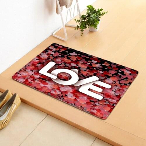Valentines Day LOVE Rose Bathroom Mat Anti-slip Absorbe Kitchen Living Room Carpet Entrance Doormat Floor Area Rug Bedroom Rug