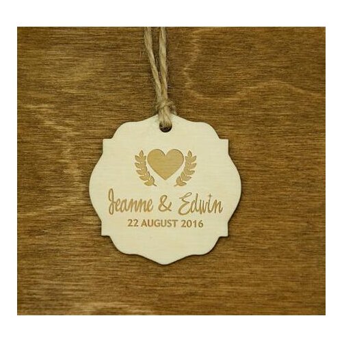 Custom name heart olive Wooden wedding thank you gift favor hang tags engagement bridal shower party favors invitation labels