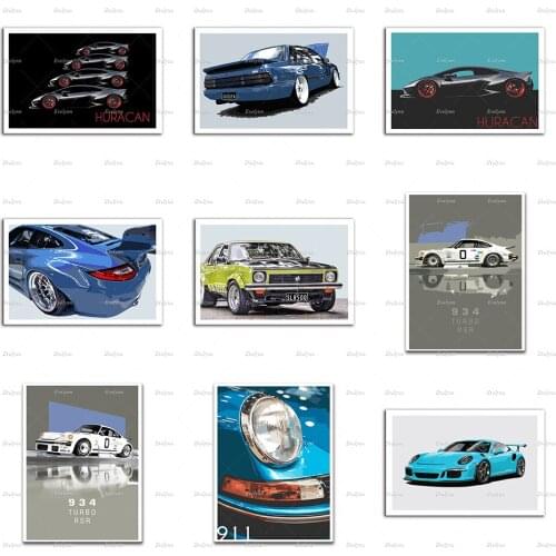 Sports Car Retro Posters,Abstract The Car Boys Bedroom Print Living Room Decoration Wall Art Prints Home Decor Canvas Gift