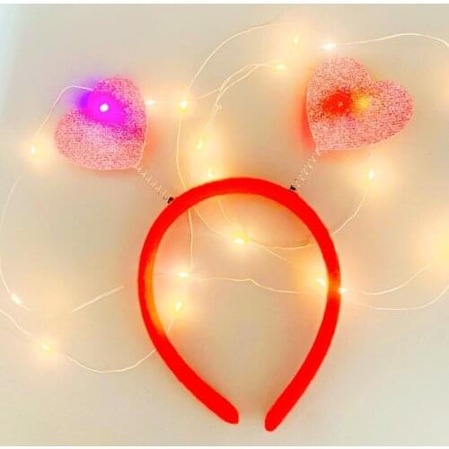 LED Light Up Headband Heart Hair Hoop Crown Festival Glow Eye Glasses Birthday Party Props Costume