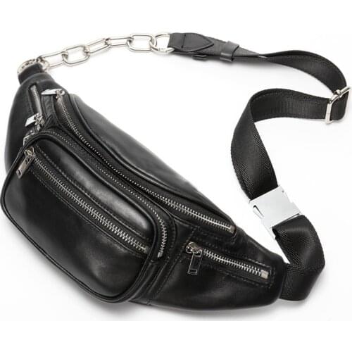 Chains waist belt bag women Fanny Pack bags luxury brand fashion genuine cow leather handbag 2020 hight quality sac banane femme