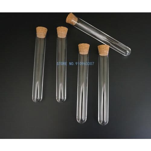 20pcs/30pcs/50pcs/100pcs/200pcs/250pcs 15x100mm Plastic Test Tube With Cork Stopper,Clear Wedding Tube,Grade Cork