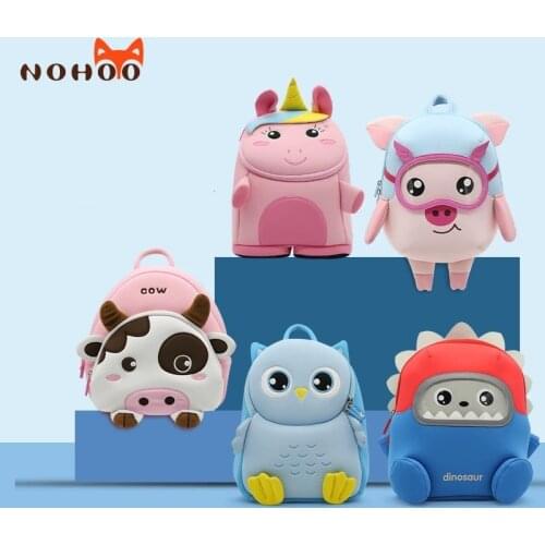NOHOO Toddler Backpack For Girls 3D Animal Kids Bags For Boys Waterproof Cartoon Unicorn Backpack Kindergarten Cute School Bags
