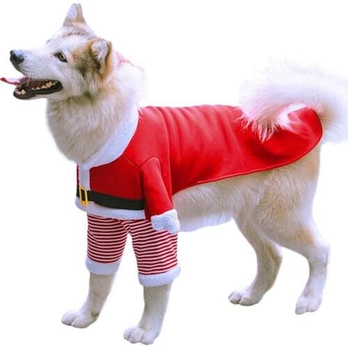S-7XL Santa Jacket Clothes Pet Dog Costume Christmas Coat Small Dogs Winter Fleece Dog Hooded Coats Jackets Chihuahua