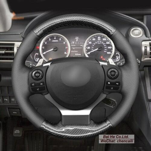 DIY Hand Stitching PU Carbon Fiber Black Leather Car Steering Wheel Cover for Lexus IS200t IS250 IS
