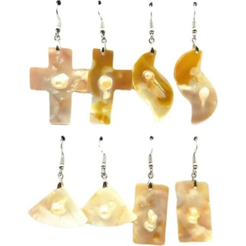 Natural White Shell Earrings Sector Cross Shape White Shell Pendants Jewelry Shell Pendants For Women Gift Finding
