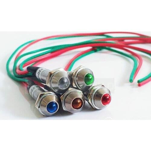 8mm metal Indicator lights waterproof Signal lamp with wire 12V 24V 220v power signal lamp LED indication mini indicator light