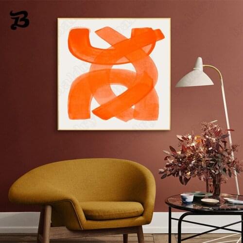 Thick Orange Lines Canvas Painting Modern Abstract Patterns and Lines Wall Art Poster and Print for Living Room Home Decoration