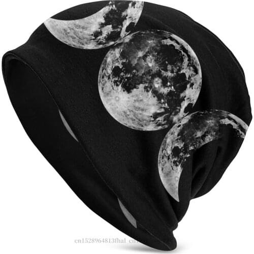 Knitted Hat Triple Moon Goddess Symbol Winter Warm Beanie Caps For Men Women Goth 1980s Subculture Rock Skullies Bonnet Hats
