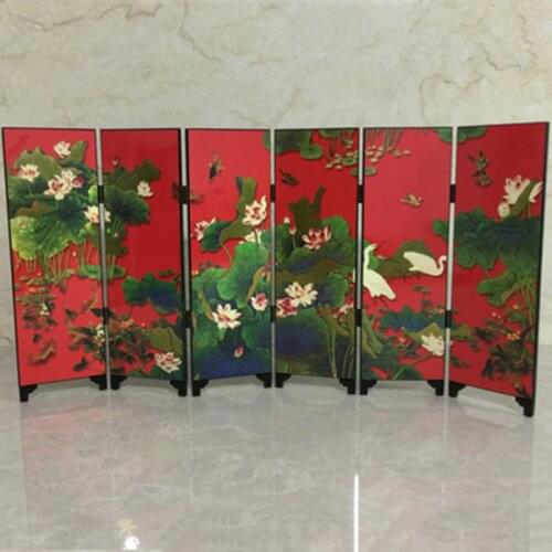 1 Pcs Wooden Chinese Vintage Retro Small Mini Folding Panel Screen Room Divider