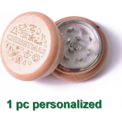 1pc Custom Wood Herb Grinder Carving Weed Engraved personalized Herbal Tobacco smoke Cigarette Accessories Gift to Dad MYQ030