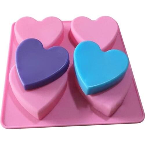 1Pcs Heart Shape Kitchen Supplies Reusable DIY Baking Tools Multi Purpose Cupcake Jelly Candy Decoration 4-Cavity Soap Mold