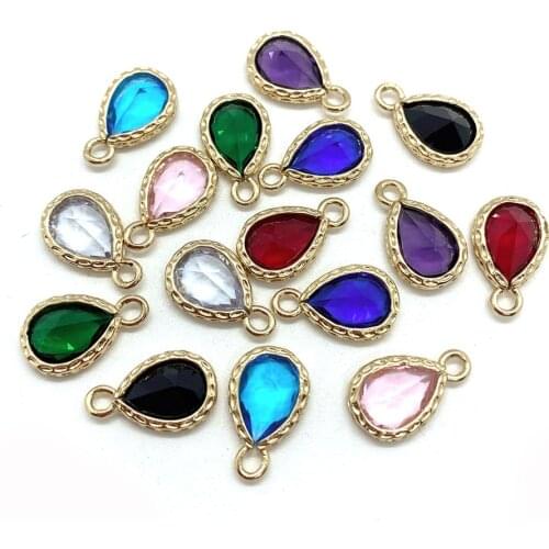 10PCS Drop-shaped Jewelry, Gold Alloy Crystal Pendants In Various Colors, Making Diy Girl Necklace and Bracelet Accessories