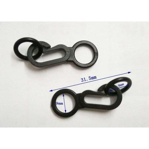 100pcs black KAM plastic snap clip hooks carabiner hook / ring backpack inner 9mm bag accessories 2016012706