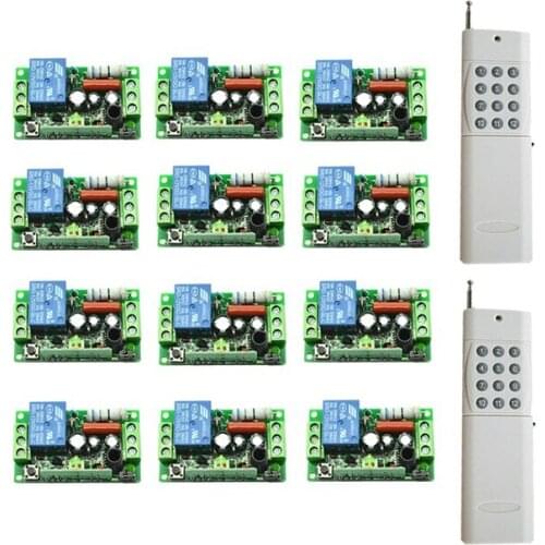 3000m High Power AC 220V 110V 1 CH 1CH RF Wireless Remote Control Light Switch System,12CH Transmitter+Receiver,Toggle/Momentary