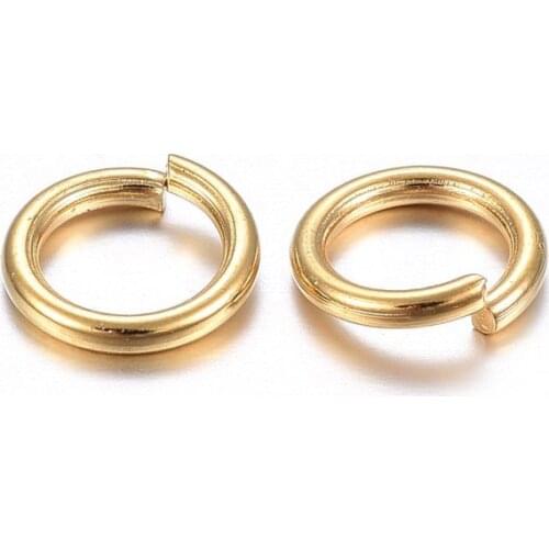 304 Stainless Steel Open Jump Rings, Golden, 18 Gauge, 5x1mm; Inner Diameter: 3mm