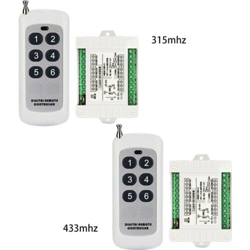 315/433mhz DC 12v 6ch 6ch Rf Wireless Remote Control Switch System, Transmitter + Receiver, 3000m Long Distance