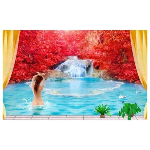 3D wallpaper custom mural fashion Super clear maples woods waterfall background wall murals non-woven wallpaper room decoration