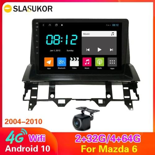 4G LTE 64 Rom Android 10 For Mazda 6 2002 2003 2004 2005 2006 2007 2008 Multimedia Car DVD Player Navigation GPS Radio Wifi BT