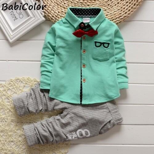 BabiColor Spring Autumn baby boys suit set long sleeve children formal tshirt+ pants clothes sets kids 2 piece clothing
