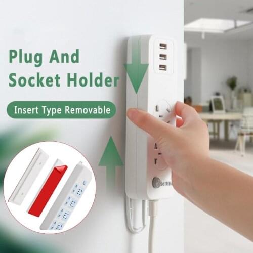 White Wall-Mounted Sticker Punch-free Plug Fixer Home Self-Adhesive Fixer Cable Wire Organizer Seamless Power Strip Holder