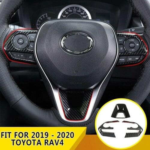 For 2019 - 2020 for Toyota RAV4 Carbon Fiber Internal Steering Wheel Cover Trim 3pcs