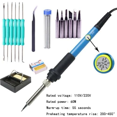 Soldering Iron 60W Adjustable Temperature Electric Solder Iron Rework Station Mini Handle Heat Pencil Welding Repair Tools