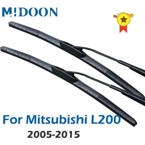 MIDOON Hybrid Wiper Blades for Mitsubishi L200 Fit Hook Arms 2005 2006 2007 2008 2009 2010 2011 2012 2013 2014 2015