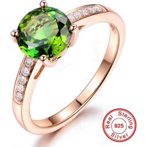 Natural Emerald Gemstone Rings For Women Rose Gold Plated AAA Zircon Diamond Engagement Wedding Ring Green Gemstone Fine Jewelry
