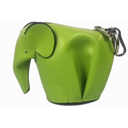 Genuine Leather Handmade Mint Green Elephant Coin Purse Customized Animal Cute Girls Mini Women Shaped Bag Wallet Name Monogr