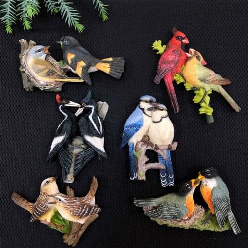 Creative magnet refrigerator magnet three-dimensional animal bird refrigerator magnet resin decorative magnet