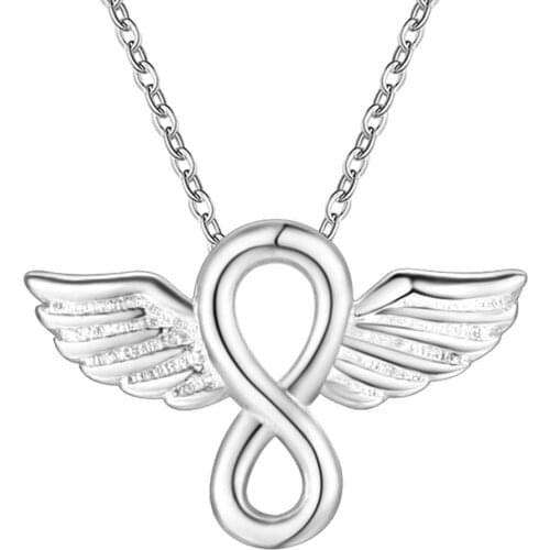 Hot factory promotions high quality silver color jewelry fashion women creative Figure Angel Wings Chain necklace JSHAN664