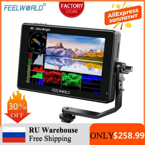 FEELWORLD LUT6S 6 Inch DSLR Camera Field Monitor 3D LUT HDR Touch Screen Waveform 3G SDI Camera Monitor 4K 1920x1080 Display