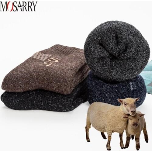 [3 Pairs] Winter Russia Mens Socks Keep Warm Wool Thicken High Quality Wool Rabbit Fur Soft Essential Comfortable Male Socks