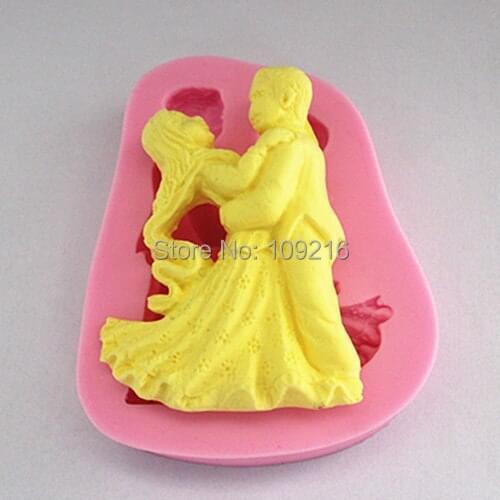 Wholesale !!!1pcs Mini Couples Dancing (FM200) Silicone Handmade Fondant/Cake Decorating DIY Mold