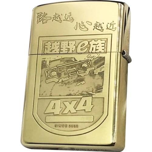 Original Zorro Kerosene Lighter Pure Copper Carving Classic Off Road Vehicle Pattern Business Gift Outside Ignition Tool