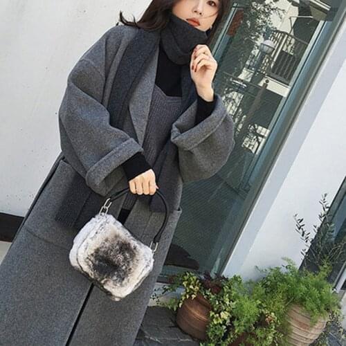 Womens Woolen Coat Mid-Length 2020 New Autumn Winter Korean Fashion Thicken Loose Temperament Elegant Woman Woolens Cloth Jacket