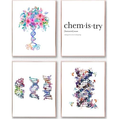 Genetic Scientist Gift DNA Molecule Abstract Painting Medical Poster Wall Art Canvas Prints Geneticist Gifts Doctor Office Decor