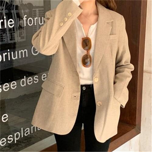 Simple Women Suit Jackets Autumn Winter Casual Straight Female Blazers Fashion Minimalist Loose OL Suits Coats 2020