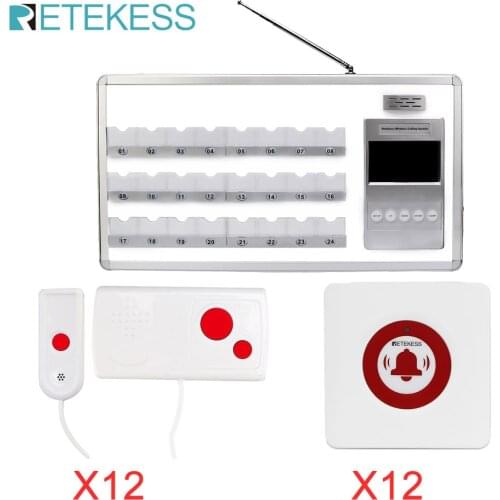 Retekess Voice Reporting Wireless Ward Calling System with 24 Bed Receiver + 24Pcs Call Button For Hospital Clinic Nurse