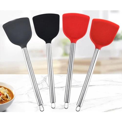 Silicone Turner Stainless Steel Handle Spatula Heat Proof Cooking Spatula Kitchen Turner with Metal Handle Cooking Tools