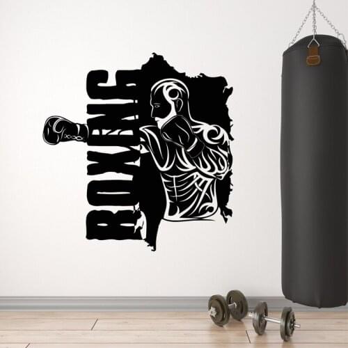 Stickers Gym Wall Sticker Fitness Club Vinyl Decal Boxing Martial Arts Decals Boxer Home Decoration Punch Sports Art Mural