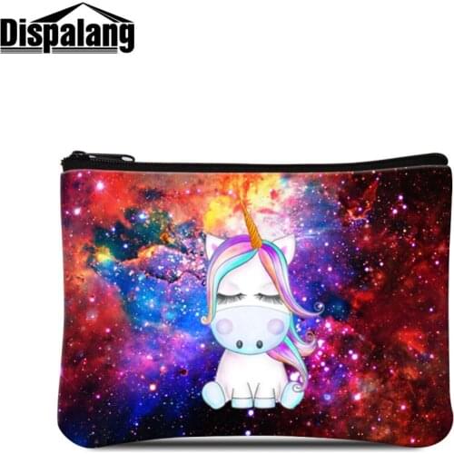 Dispalang Girls Clutches Bags Cute Unicorn Animal Elements Prints on Mini Coin Purse Small Wallet Little Female Cosmetic Pouch