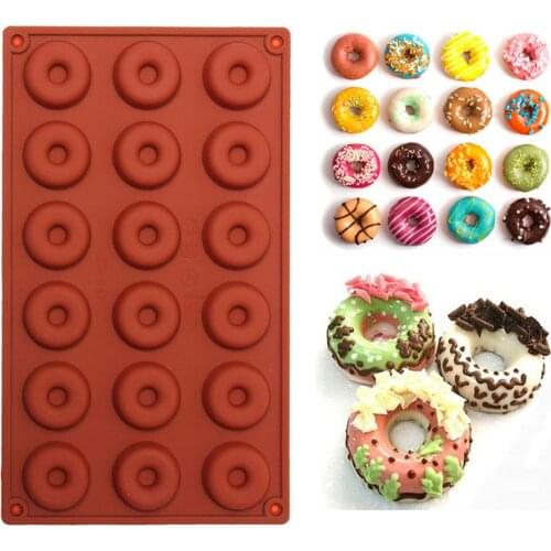 1 Pcs 8/18-cavity Donut Doughnut Baking Mold Cake Chocolate Candy Soap Silicone Mould Diy Pastry Mold