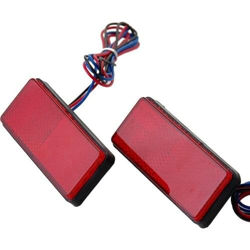 1PC Motorcycle Car Truck Trailer LED Reflector Rear Tail Brake Stop Marker Light Black Shell PMMA Lens 3 Wires For Yamaha