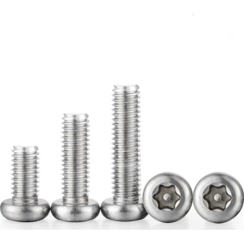 10/50pcs Pin Security Screw Six Lobe torx Proof Anti theft screw M3 M4 M5 304 Stainless Steel Round Head Screws