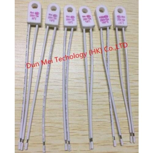 10pcsRH/Tf 95 115 125 130 135 150 230Degrees Celsius 15A 250V Temperature fuse Thermal links Over temperature protector