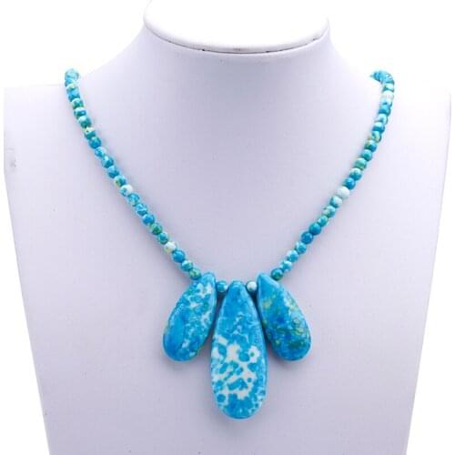 2017 New 2pcs synthesis of mixed color stone drops necklace fashion jewelry